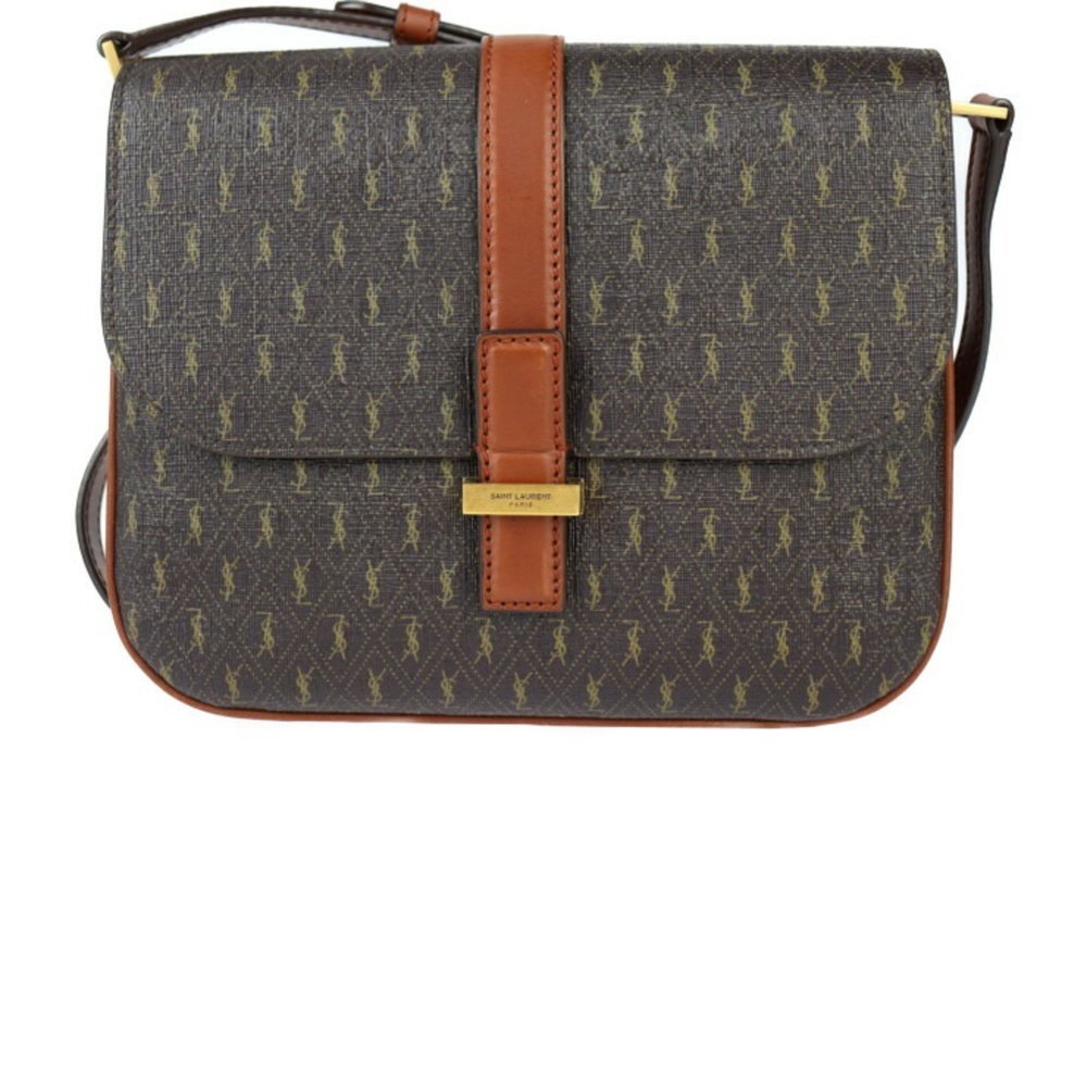 SAINT LAURENT Brown Monogram Leather Shoulder Bag - Picture 2 of 9